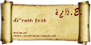 Éreth Erik névjegykártya